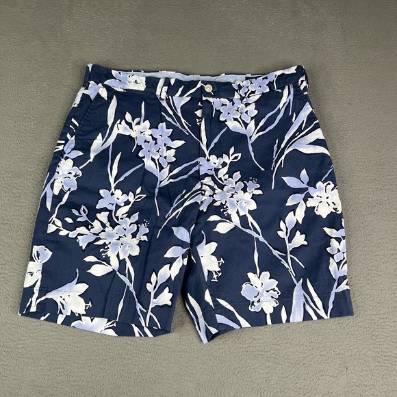 Polo Golf Ralph Lauren Shorts Mens 35 Navy Blue White Floral Golf Classic Fit - Picture 1 of 12